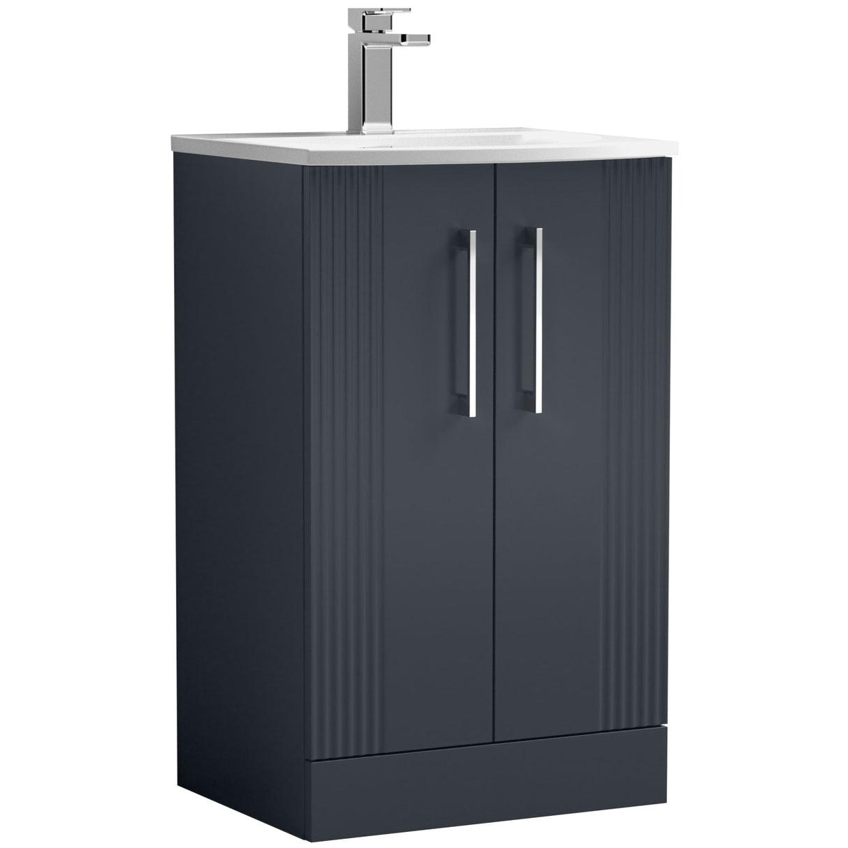 Nuie Deco 500mm Freestanding 2 Door Vanity Unit & Basin Soft Black DPF1423G