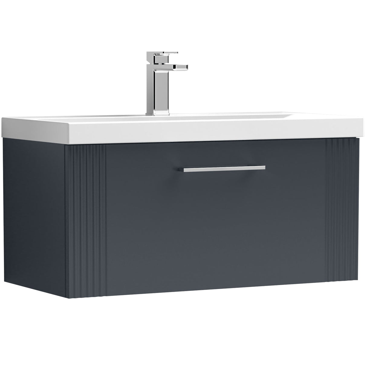Nuie Deco 800mm Wall Hung 1 Drawer Vanity Unit & Basin Soft Black DPF1496A
