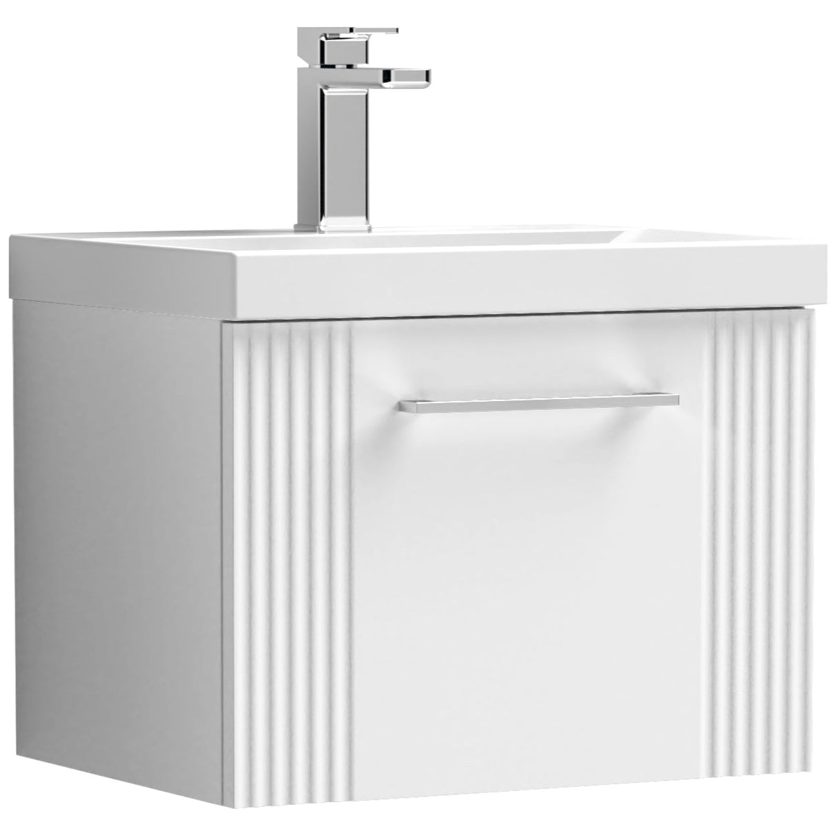Nuie Deco 500mm Wall Hung 1 Drawer Vanity Unit & Basin Satin White DPF191D