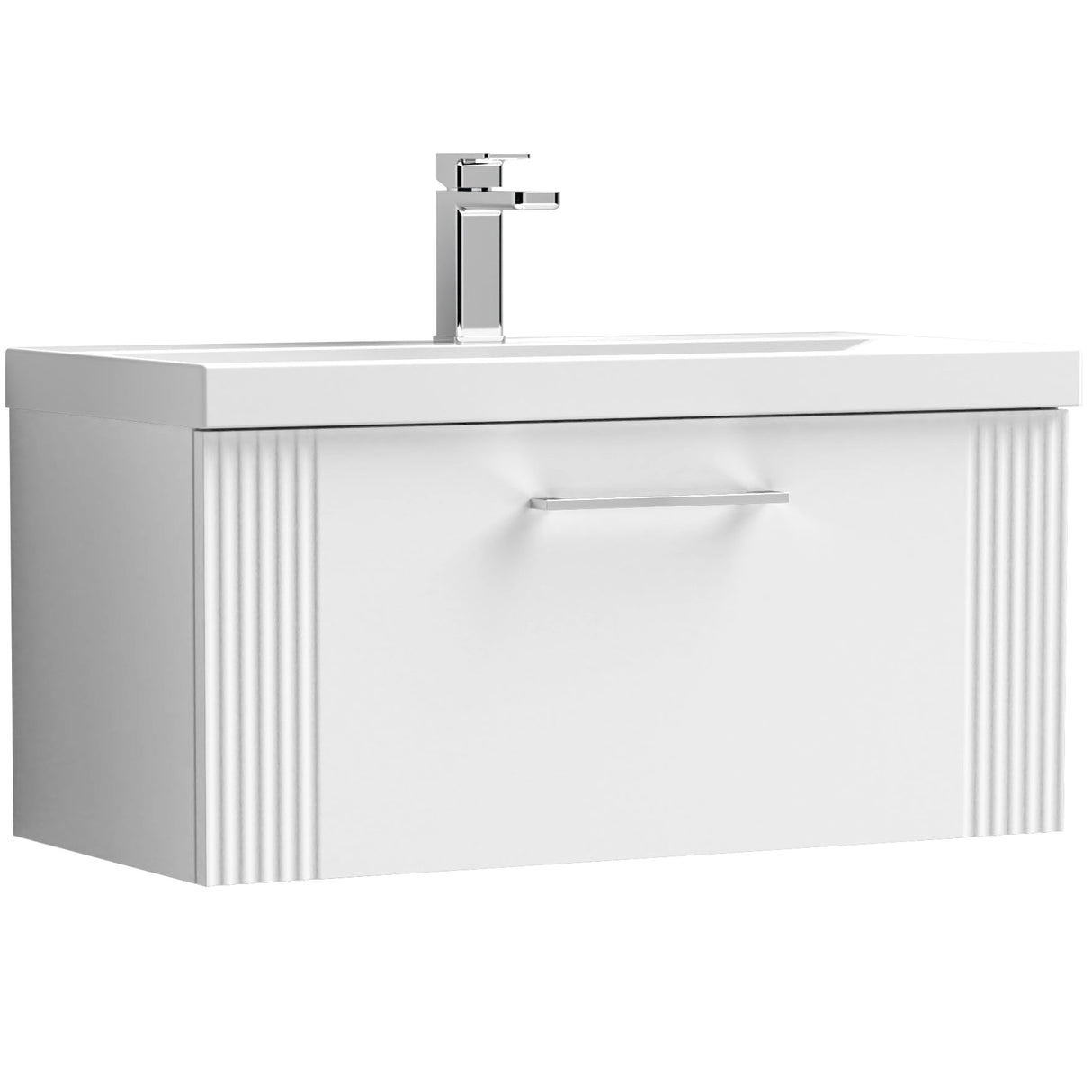 Nuie Deco 800mm Wall Hung 1 Drawer Vanity Unit & Basin Satin White DPF196A