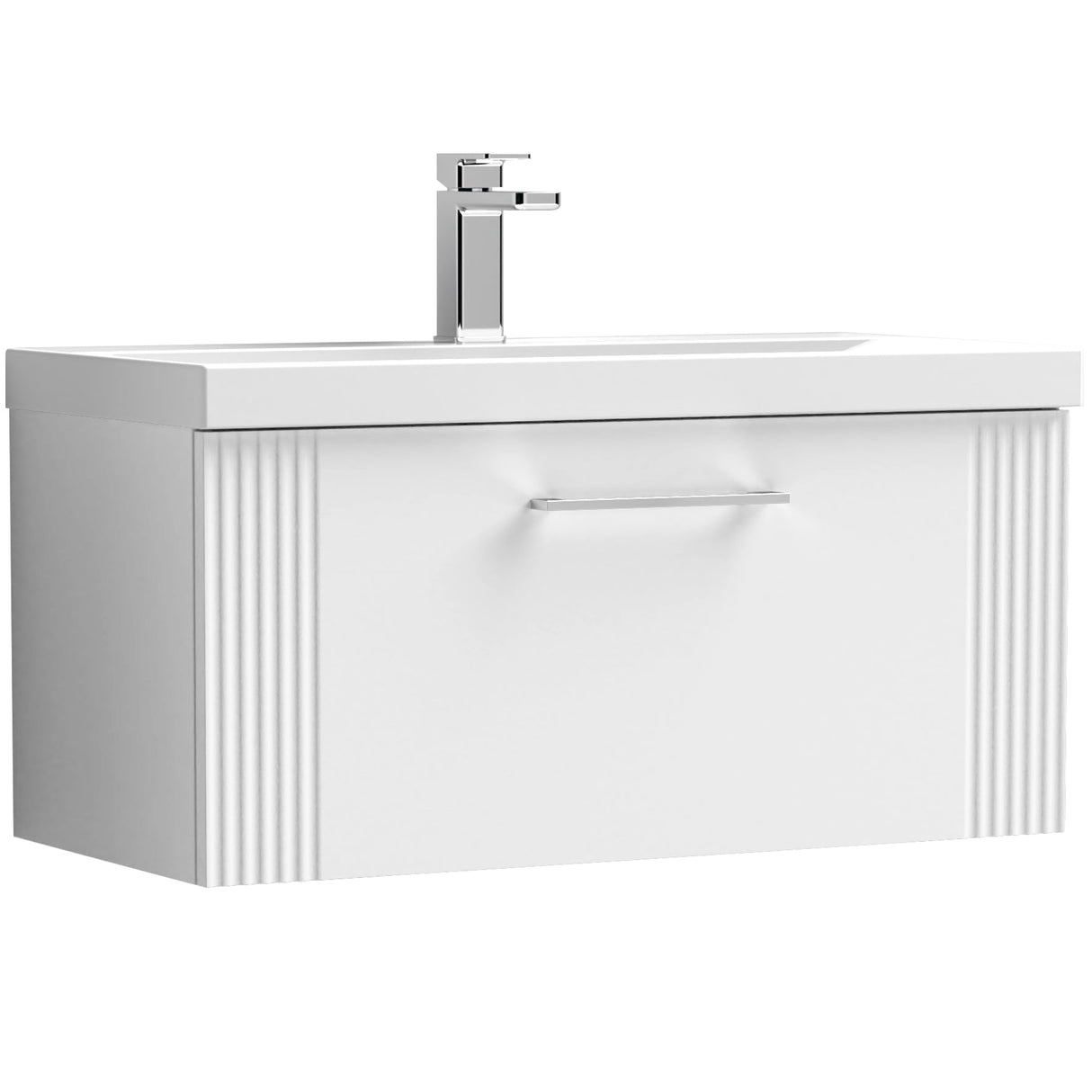 Nuie Deco 800mm Wall Hung 1 Drawer Vanity Unit & Basin Satin White DPF196D