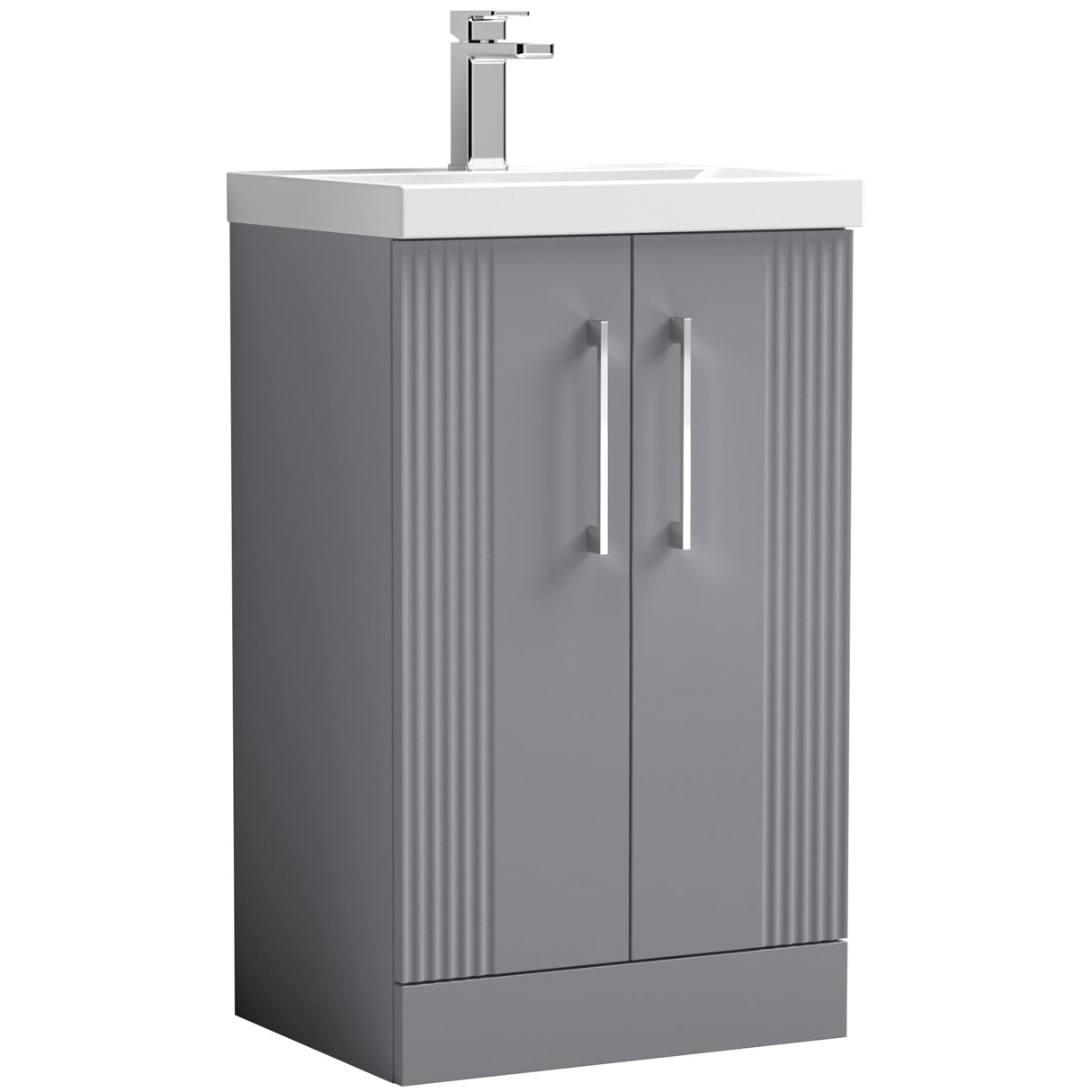 Nuie Deco 500mm Freestanding 2 Door Vanity Unit & Basin Satin Grey DPF223A
