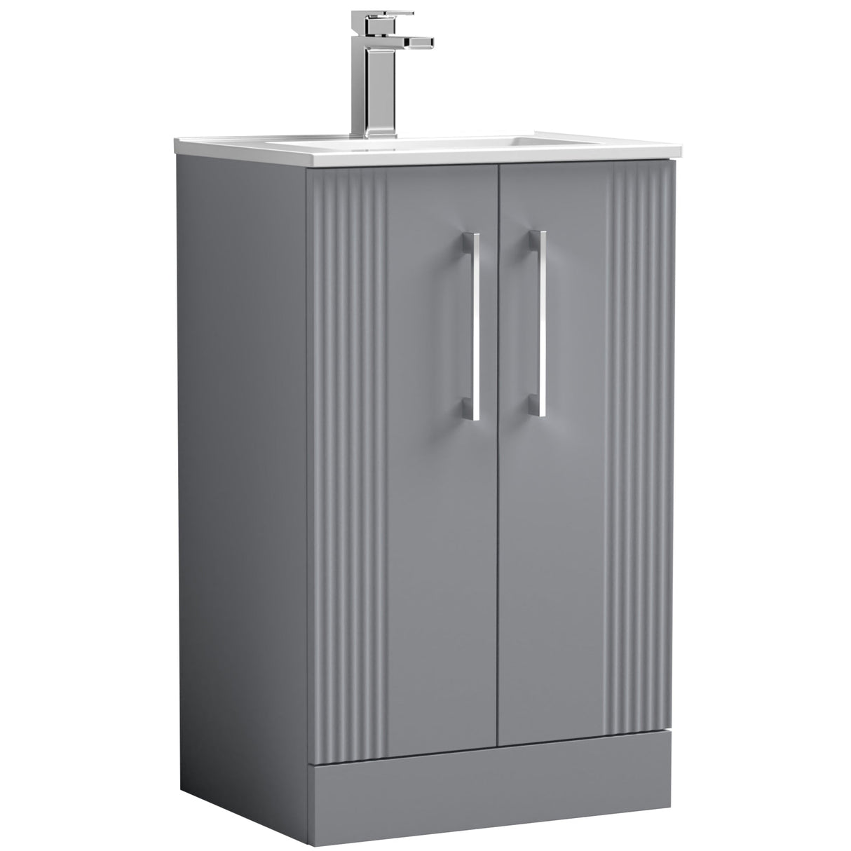 Nuie Deco 500mm Freestanding 2 Door Vanity Unit & Basin Satin Grey DPF223B