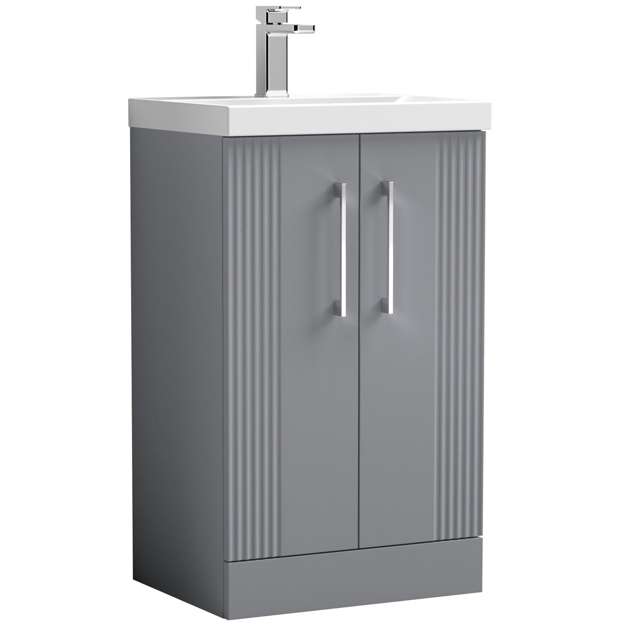 Nuie Deco 500mm Freestanding 2 Door Vanity Unit & Basin Satin Grey DPF223D