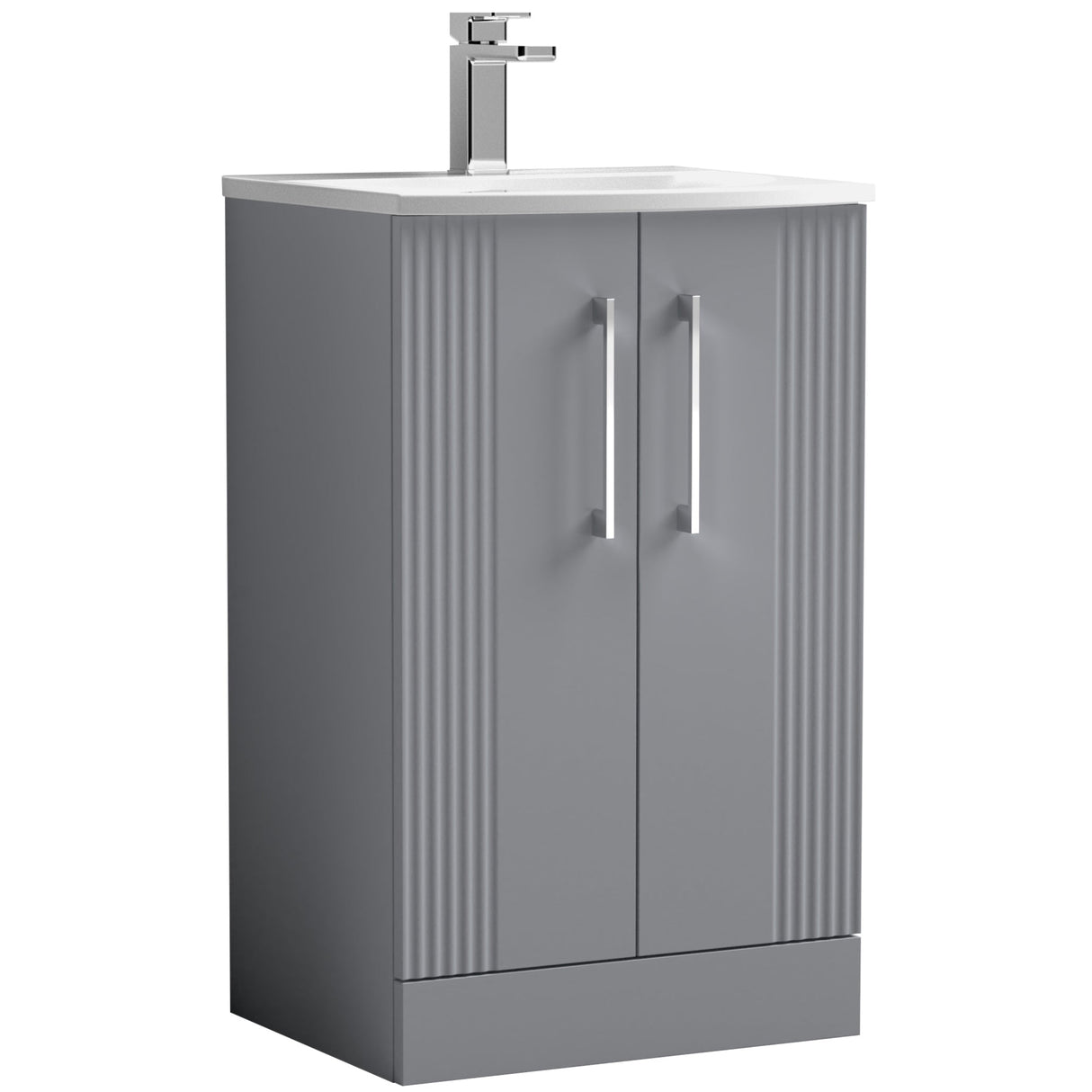 Nuie Deco 500mm Freestanding 2 Door Vanity Unit & Basin Satin Grey DPF223G