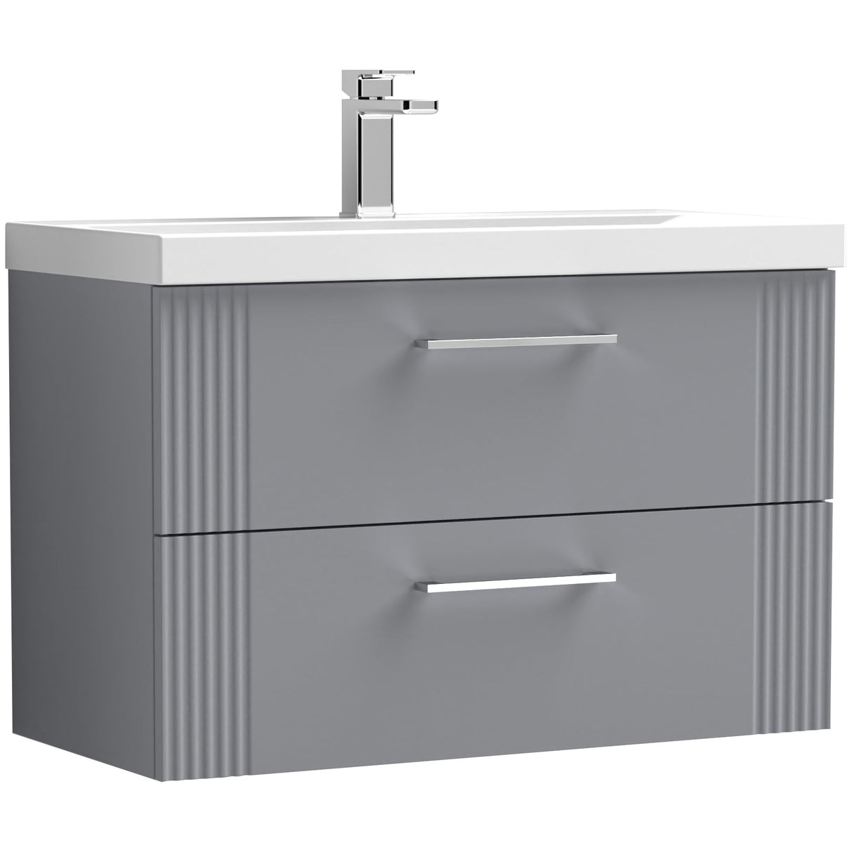 Nuie Deco 800mm Wall Hung 2 Drawer Vanity Unit & Basin Satin Grey DPF295A