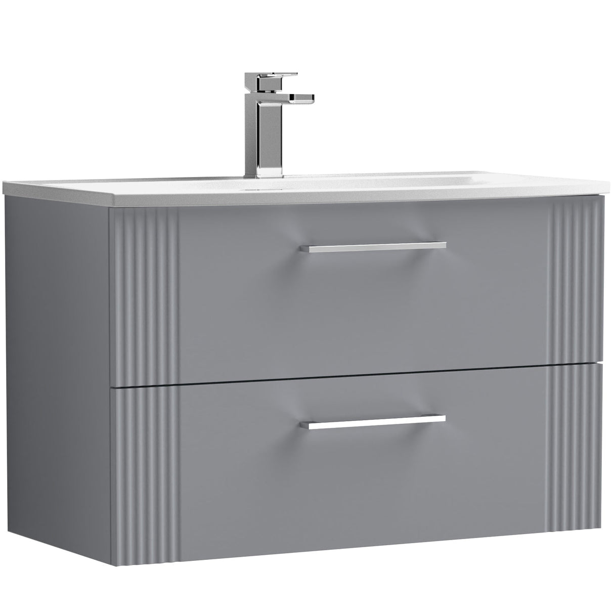 Nuie Deco 800mm Wall Hung 2 Drawer Vanity Unit & Basin Satin Grey DPF295G