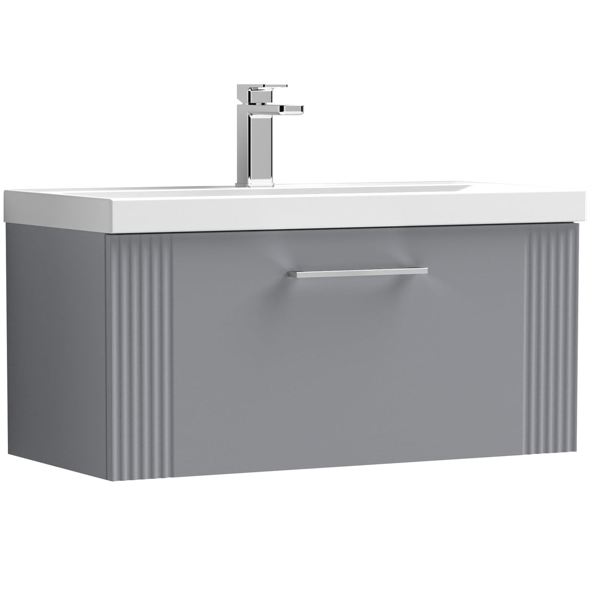 Nuie Deco 800mm Wall Hung 1 Drawer Vanity Unit & Basin Satin Grey DPF296D