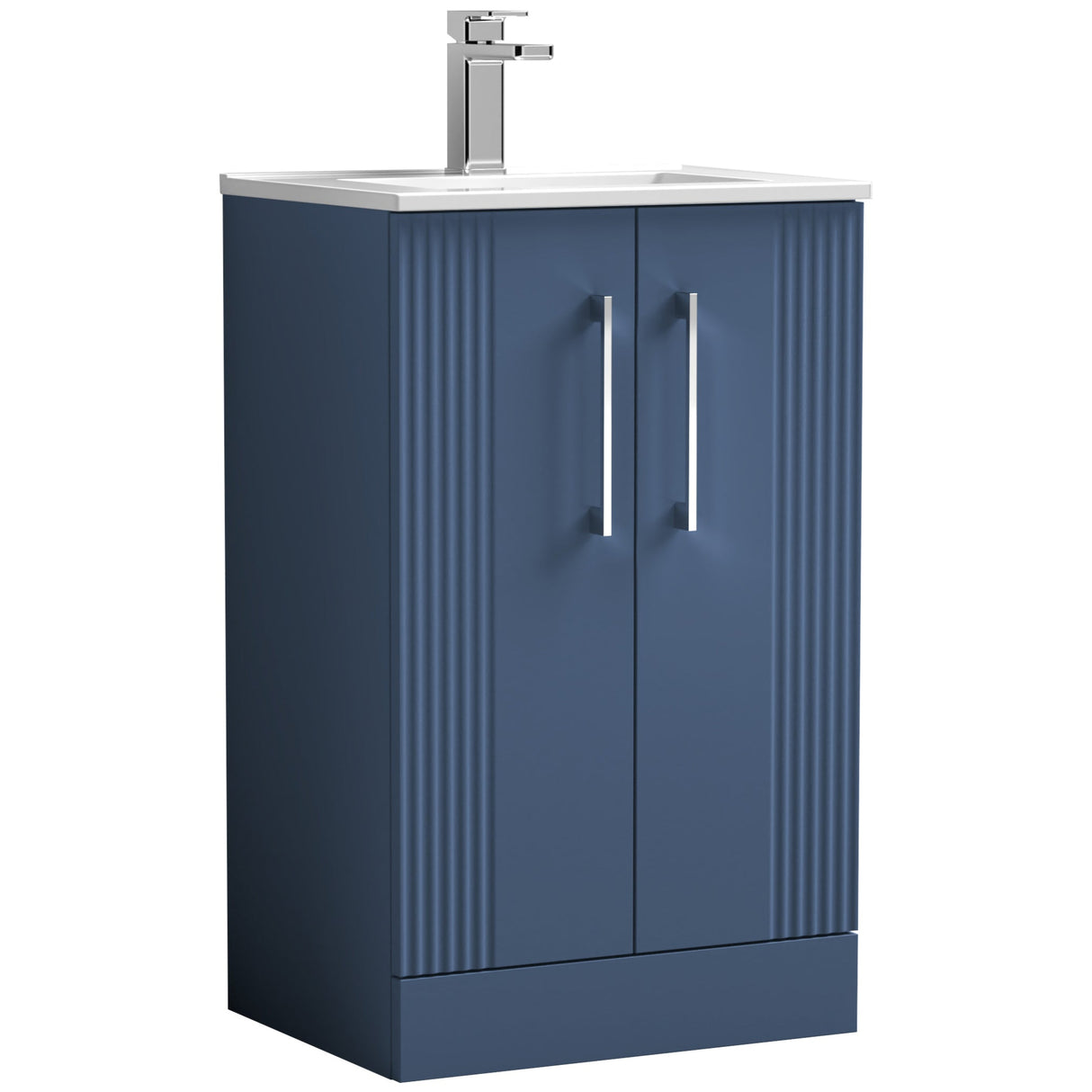 Nuie Deco 500mm Freestanding 2 Door Vanity Unit & Basin Satin Blue DPF323B