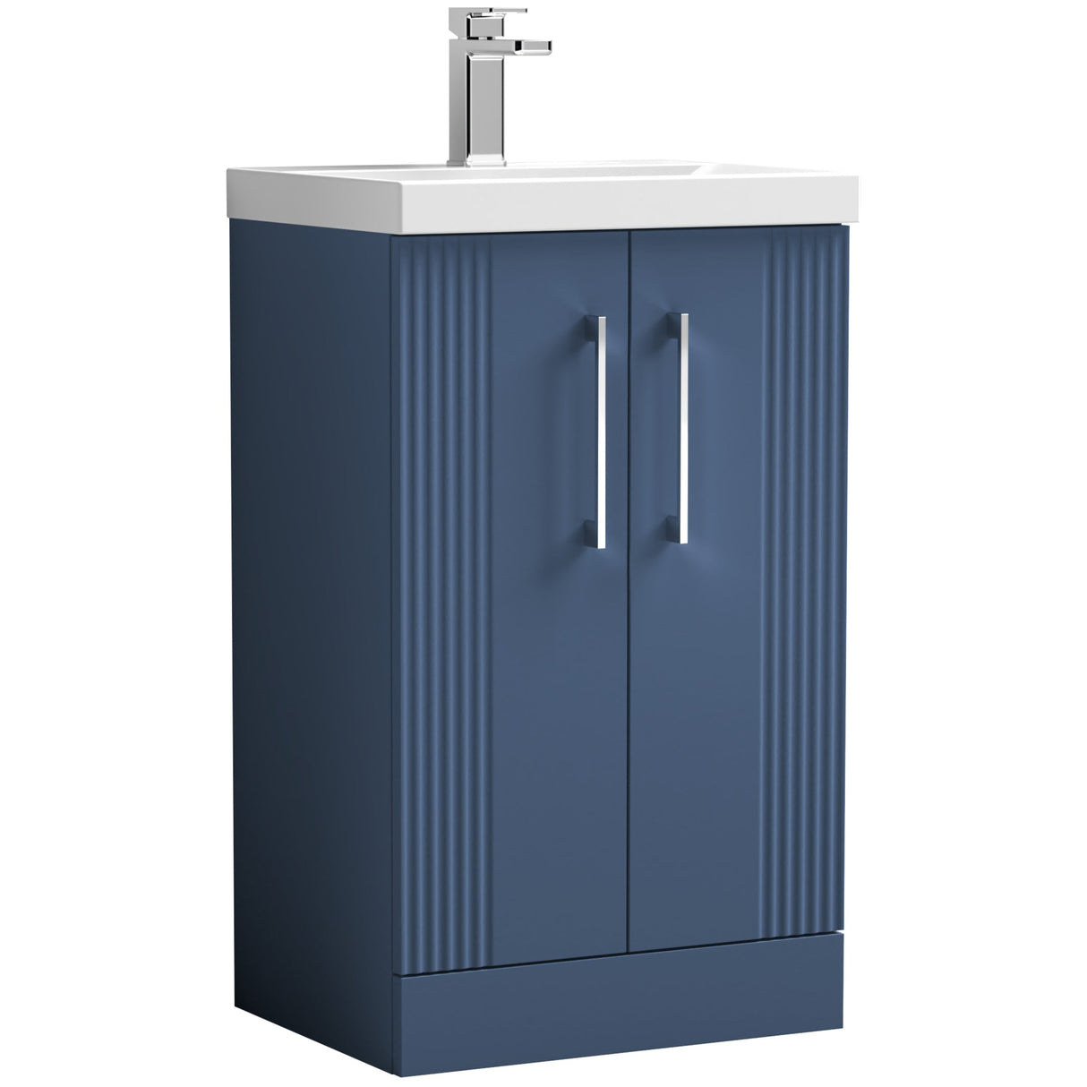 Nuie Deco 500mm Freestanding 2 Door Vanity Unit & Basin Satin Blue DPF323D
