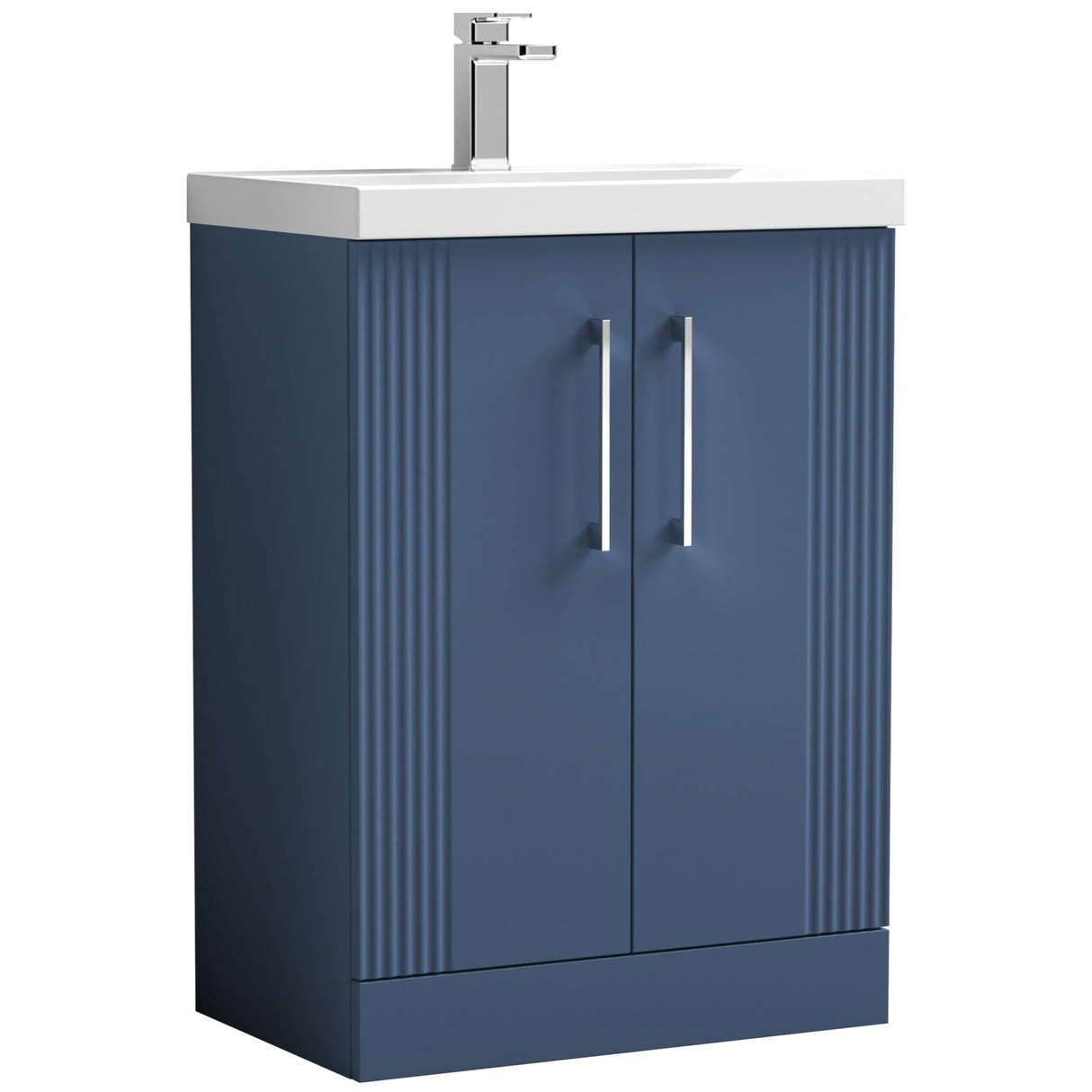 Nuie Deco 600mm Freestanding 2 Door Vanity Unit & Basin Satin Blue DPF325A