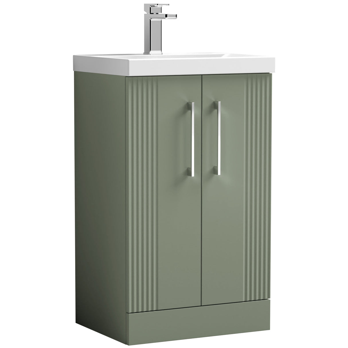 Nuie Deco 500mm Freestanding 2 Door Vanity Unit & Basin Satin Green DPF823A