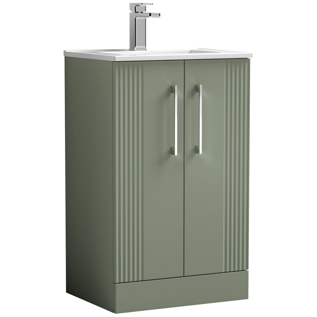 Nuie Deco 500mm Freestanding 2 Door Vanity Unit & Basin Satin Green DPF823B
