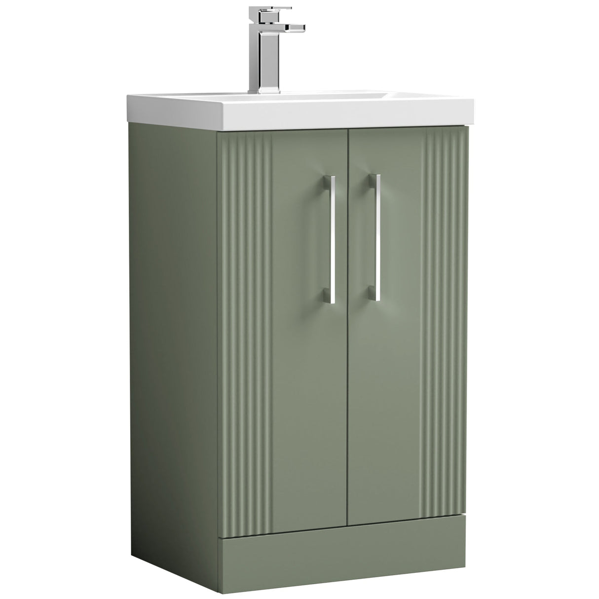 Nuie Deco 500mm Freestanding 2 Door Vanity Unit & Basin Satin Green DPF823D