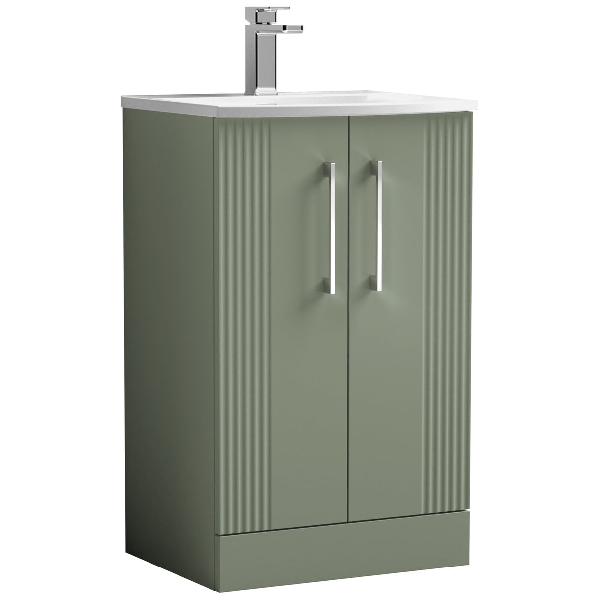 Nuie Deco 500mm Freestanding 2 Door Vanity Unit & Basin Satin Green DPF823G