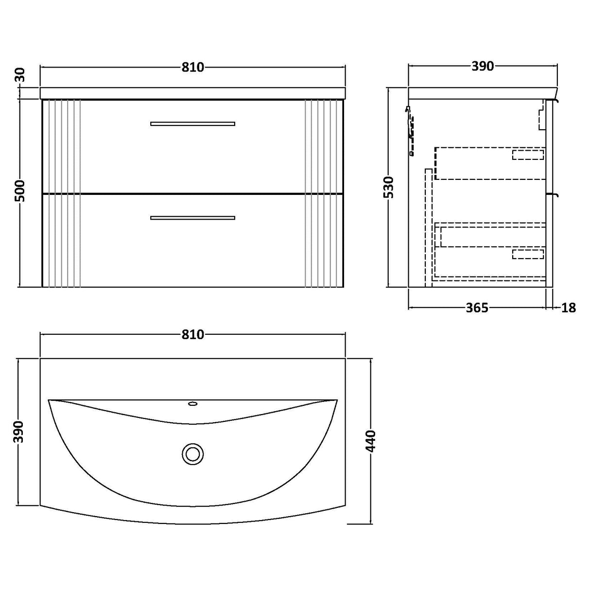 Nuie Deco 800mm Wall Hung 2 Drawer Vanity Unit & Basin Satin Green DPF895G LD