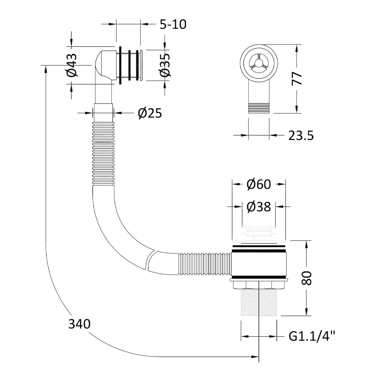 Nuie Stone Basin Pop-Up Waste With Overflow E321 Chrome LD