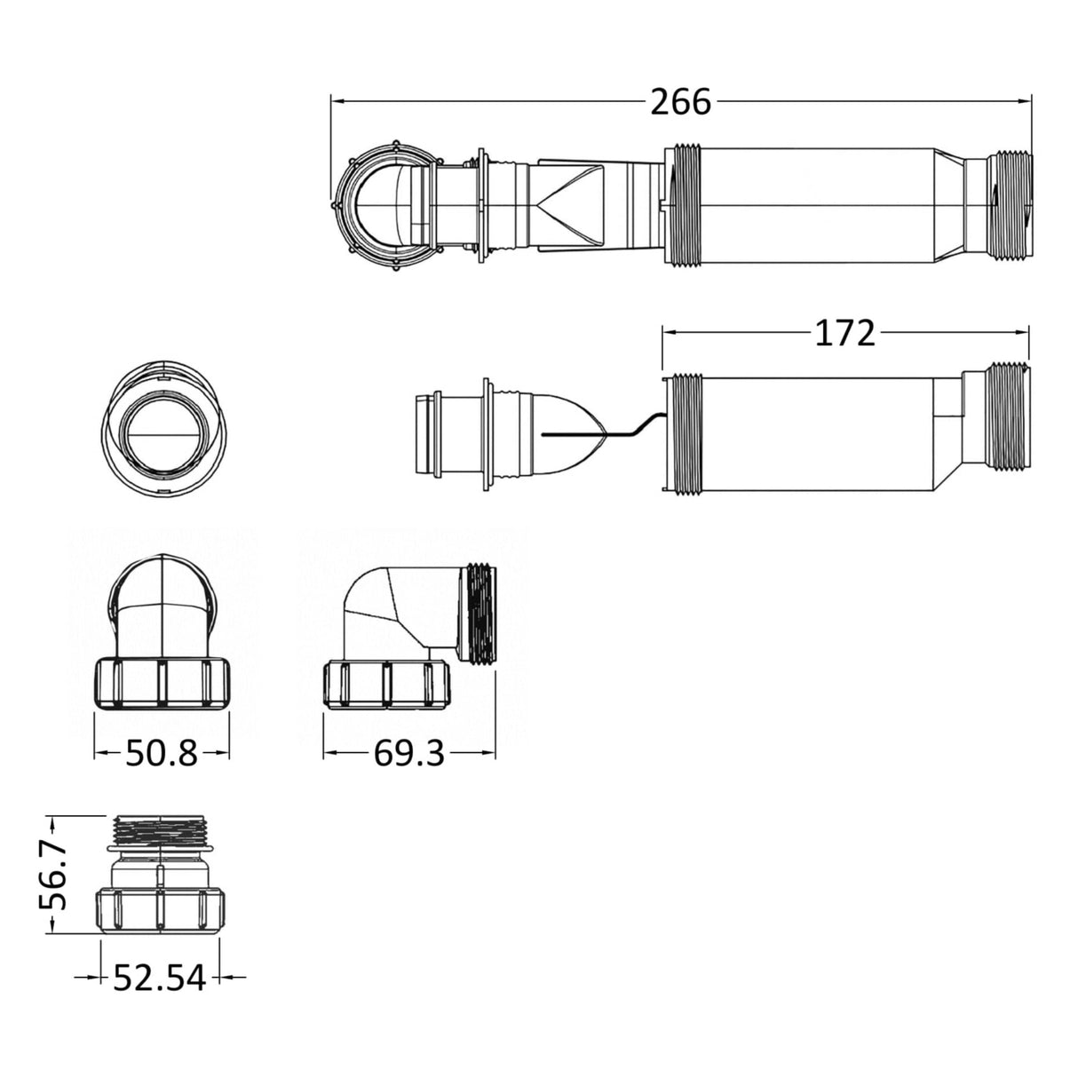 Nuie In-line One Way Waste Trap For Furniture Basins White E323 LD