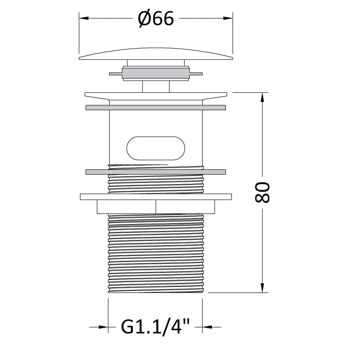 Nuie Easyclean Push Button Basin Waste Slotted Chrome E328 LD