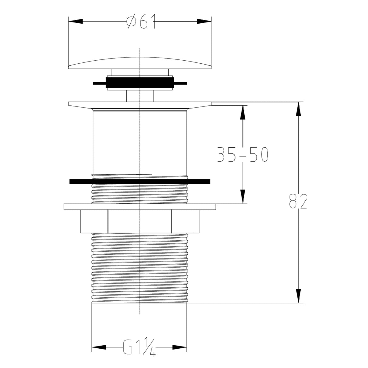 Nuie Easyclean Push Button Basin Waste Unslotted Chrome E338 LD