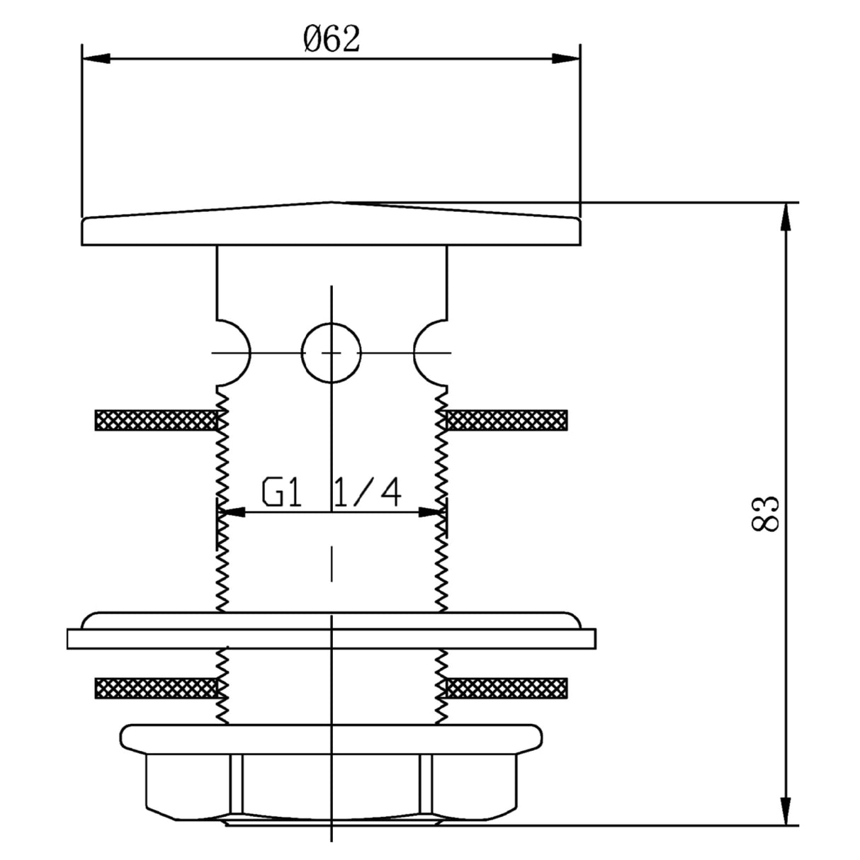 Nuie Flip Top Brass Basin Waste Slotted Chrome ER03 LD