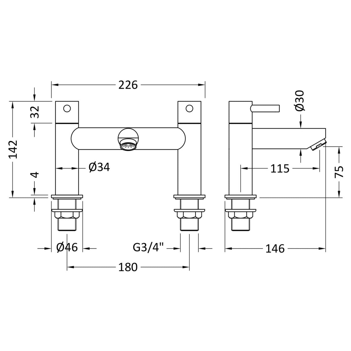 Nuie Series Two Bath Filler Tap Chrome FJ313 LD