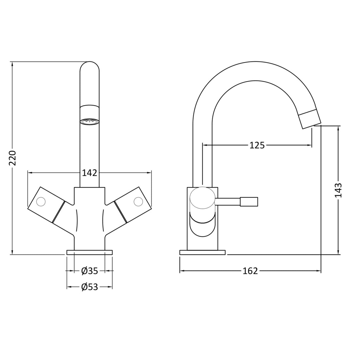 Nuie Series Two Economy Mono Basin Mixer Tap with Waste Chrome FJ317 LD