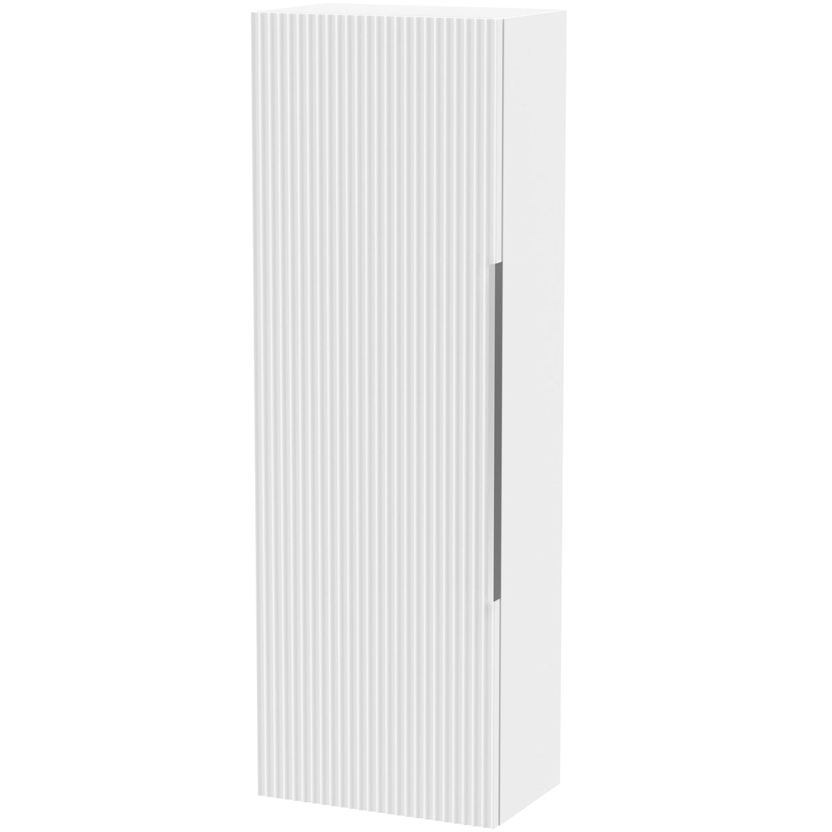 Hudson Reed Fluted 1 Door Wall Mounted Tallboy Storage Unit W400 x D253mm Satin White FLU162