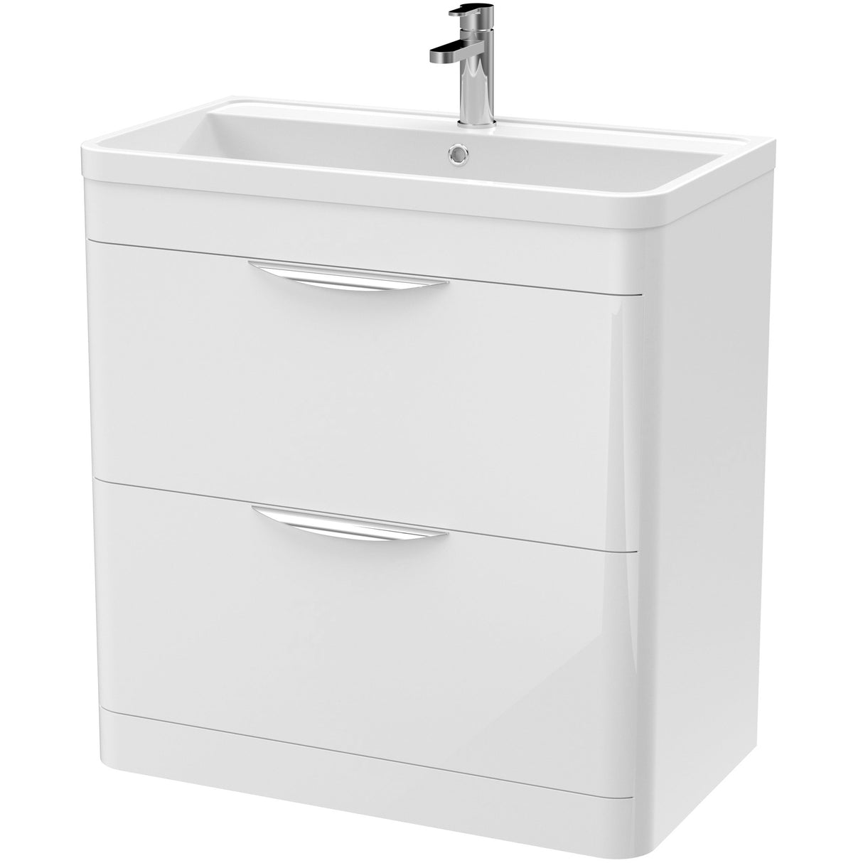 Nuie Parade 800mm Freestanding 2 Drawer Vanity Unit & Basin Gloss White FPA004