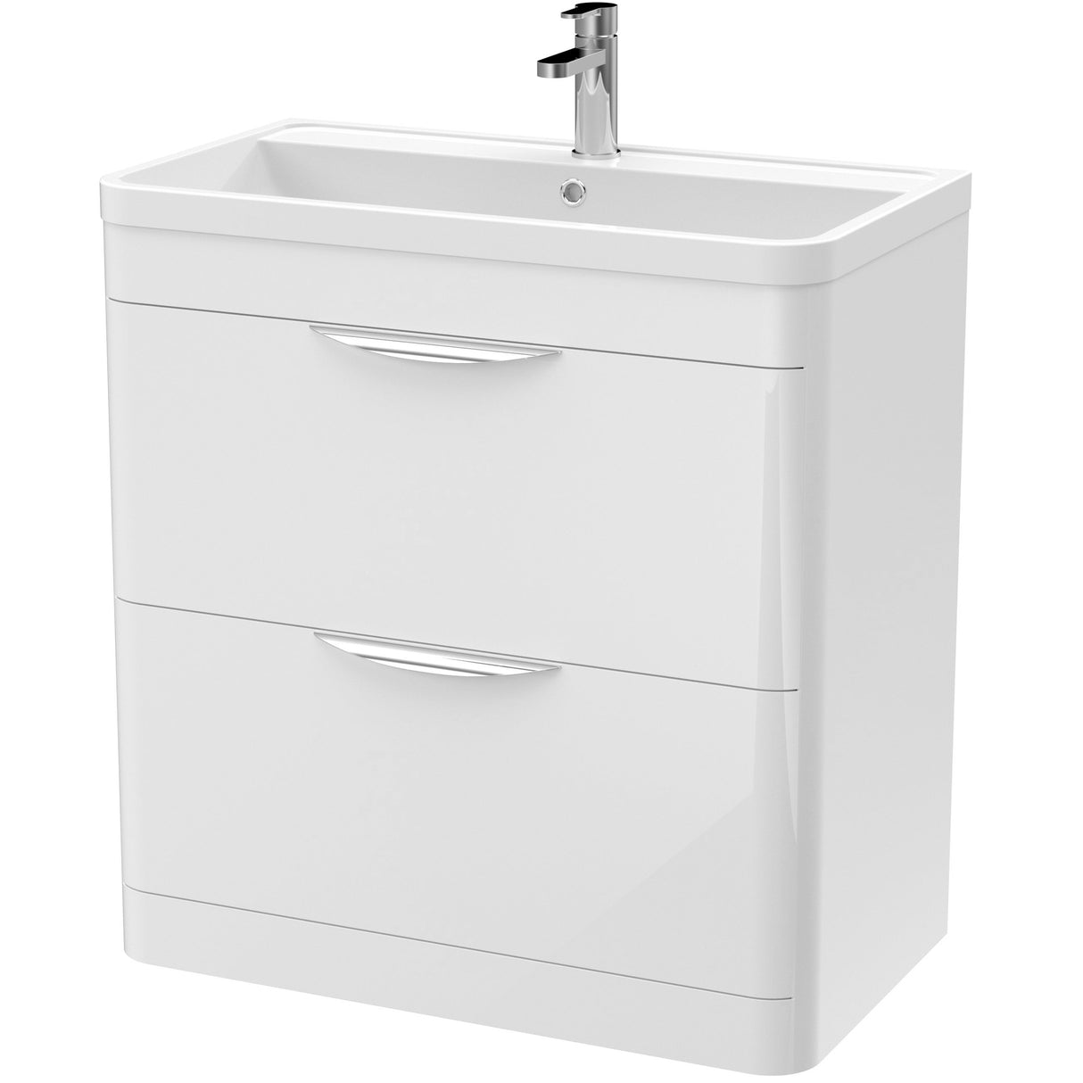 Nuie Parade 800mm Freestanding 2 Drawer Vanity Unit & Basin Gloss White FPA004A