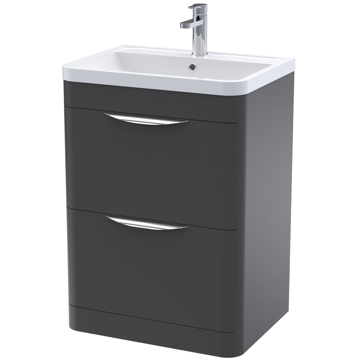 Nuie Parade 600mm Freestanding 2 Drawer Vanity Unit & Basin Soft Black FPA1401