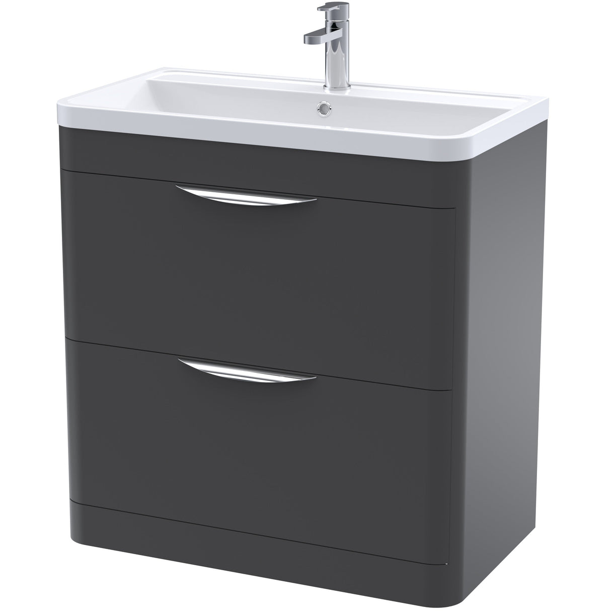 Nuie Parade 800mm Freestanding 2 Drawer Vanity Unit & Basin Soft Black FPA1404A