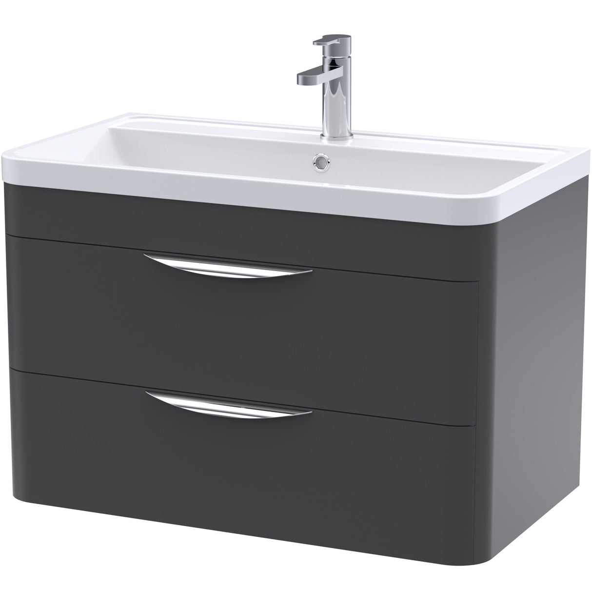 Nuie Parade 800mm Wall Hung 2 Drawer Vanity Unit & Basin Soft Black FPA1405A