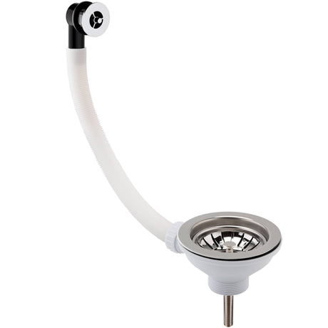 Nuie Kitchen Sink Waste Strainer & Round Overflow 90mm - Chrome FW316SRB