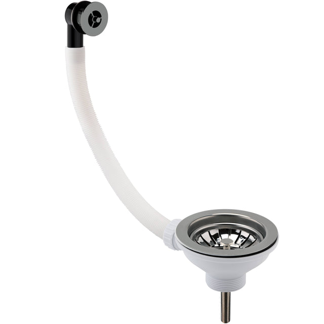 Nuie Kitchen Sink Waste Strainer & Round Overflow 90mm - Brushed Nickel FW616SRB