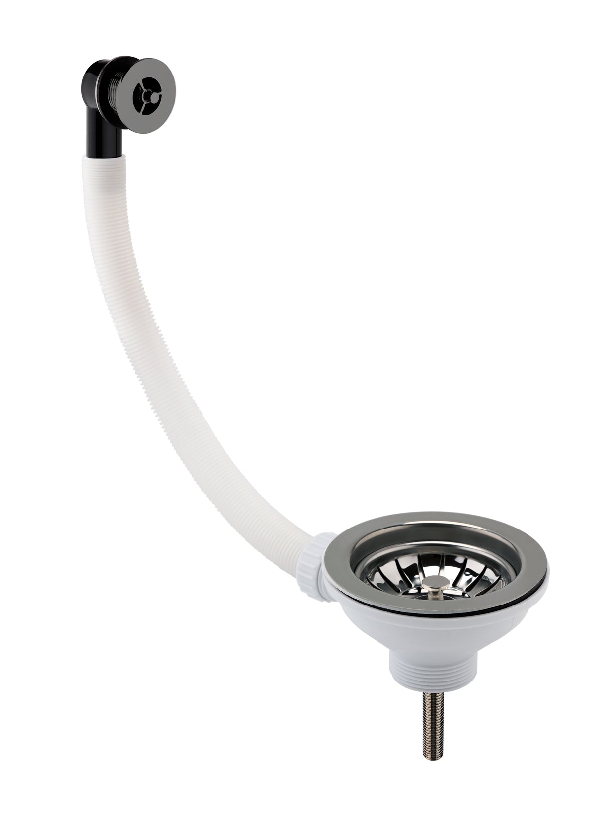 Nuie Kitchen Sink Waste Strainer & Round Overflow 90mm - Brushed Pewter FW716SRB