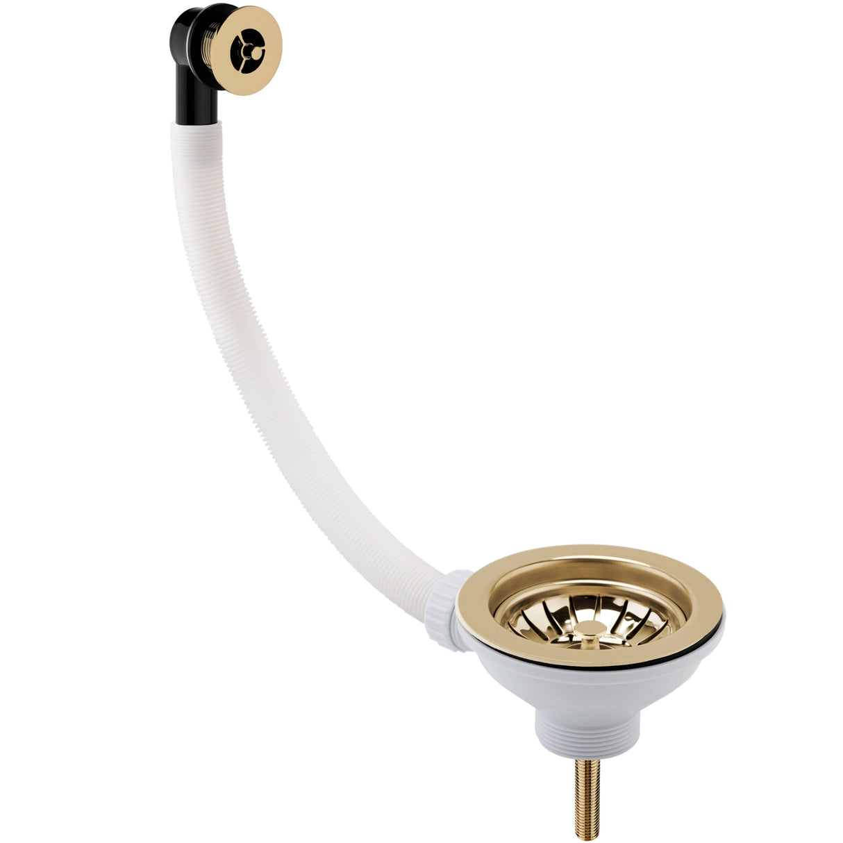 Nuie Kitchen Sink Waste Strainer & Round Overflow 90mm - Brushed Brass FW816SRB