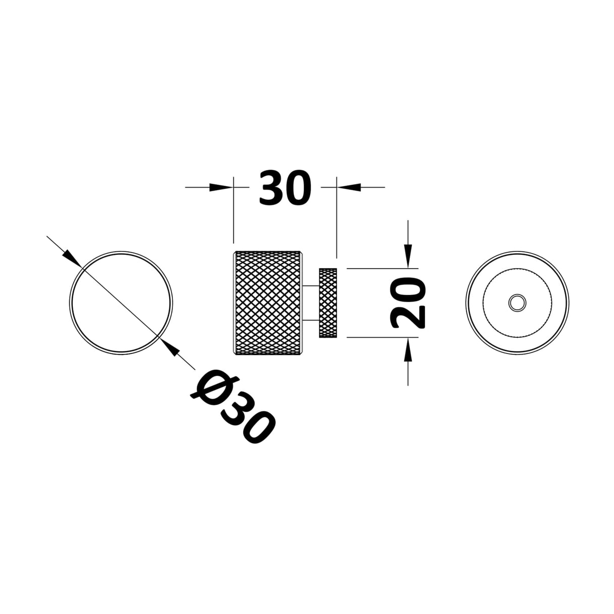 Nuie Knurled Door Knob Satin Silver H014 LD