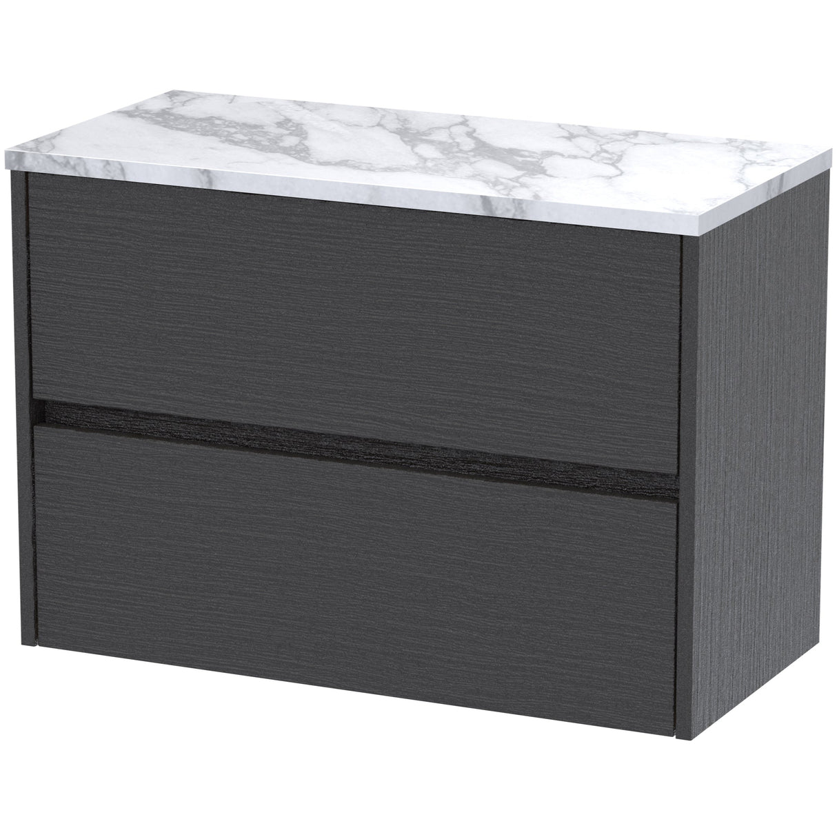 Nuie Havana 800mm Wall Hung 2 Drawer Countertop Vanity Unit Graphite Grey HAV2206LCM