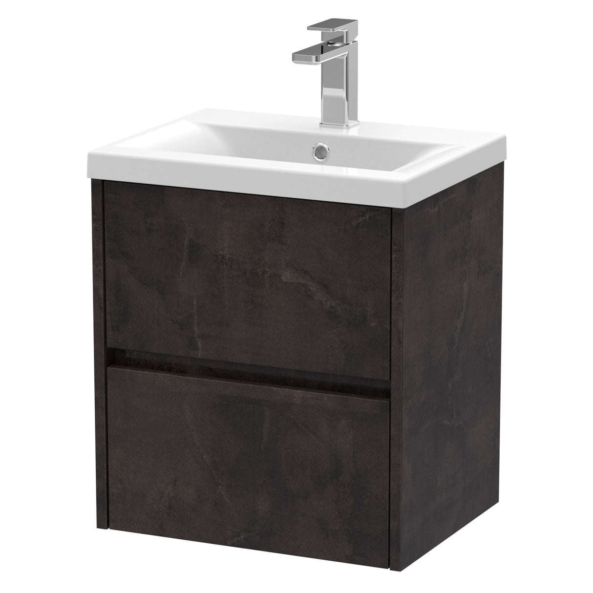 Nuie Havana 500mm Wall Hung 2 Drawer Vanity Unit & Basin Metallic Slate HAV2602A