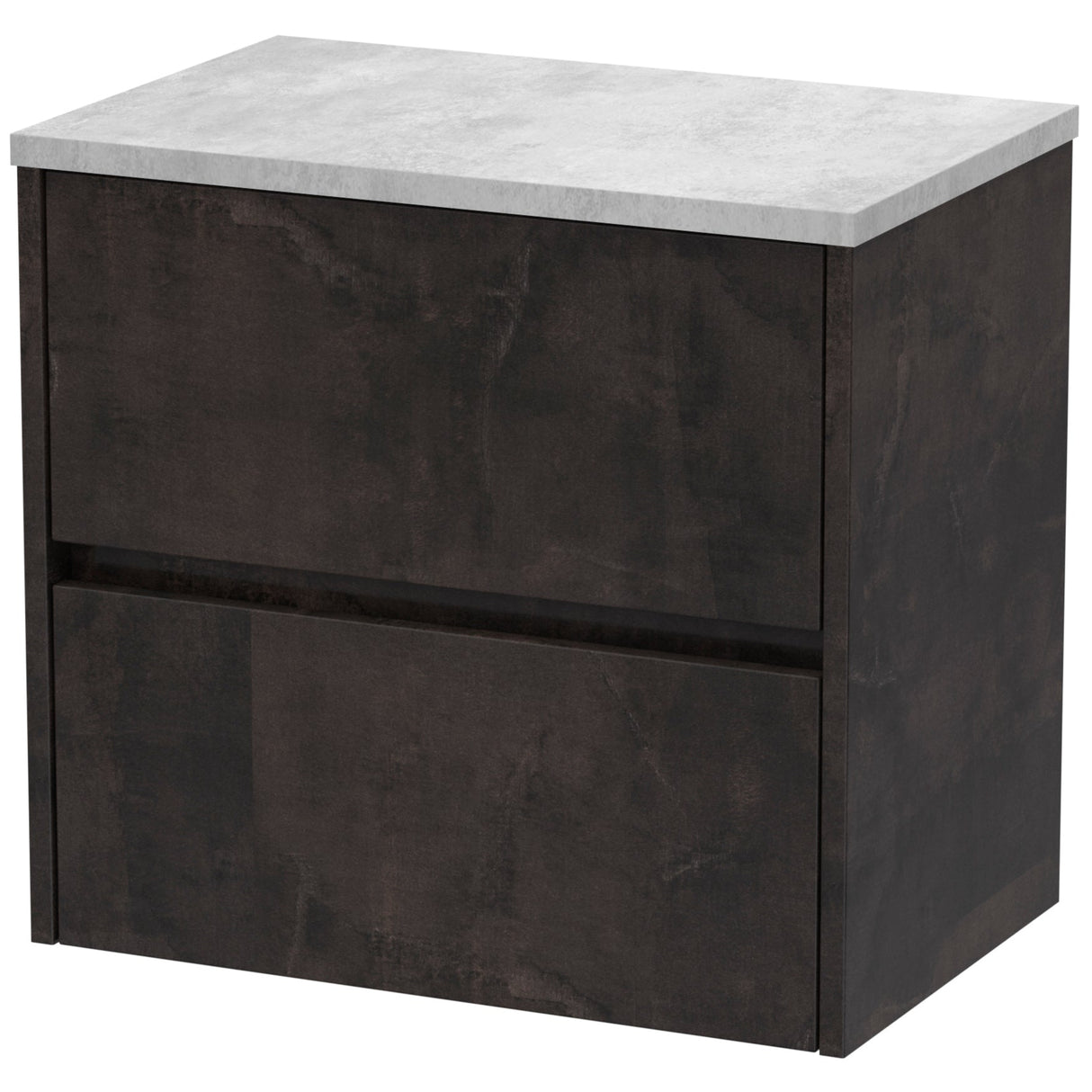 Nuie Havana 600mm Wall Hung 2 Drawer Countertop Vanity Unit Metallic Slate HAV2604LBG