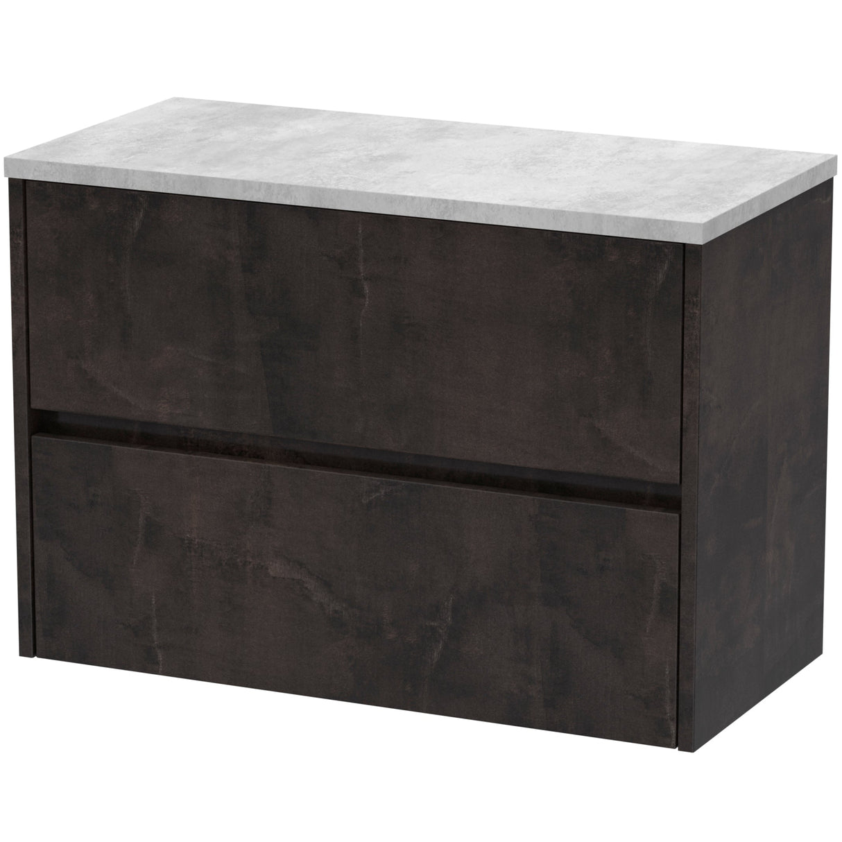 Nuie Havana 800mm Wall Hung 2 Drawer Countertop Vanity Unit Metallic Slate HAV2606LBG