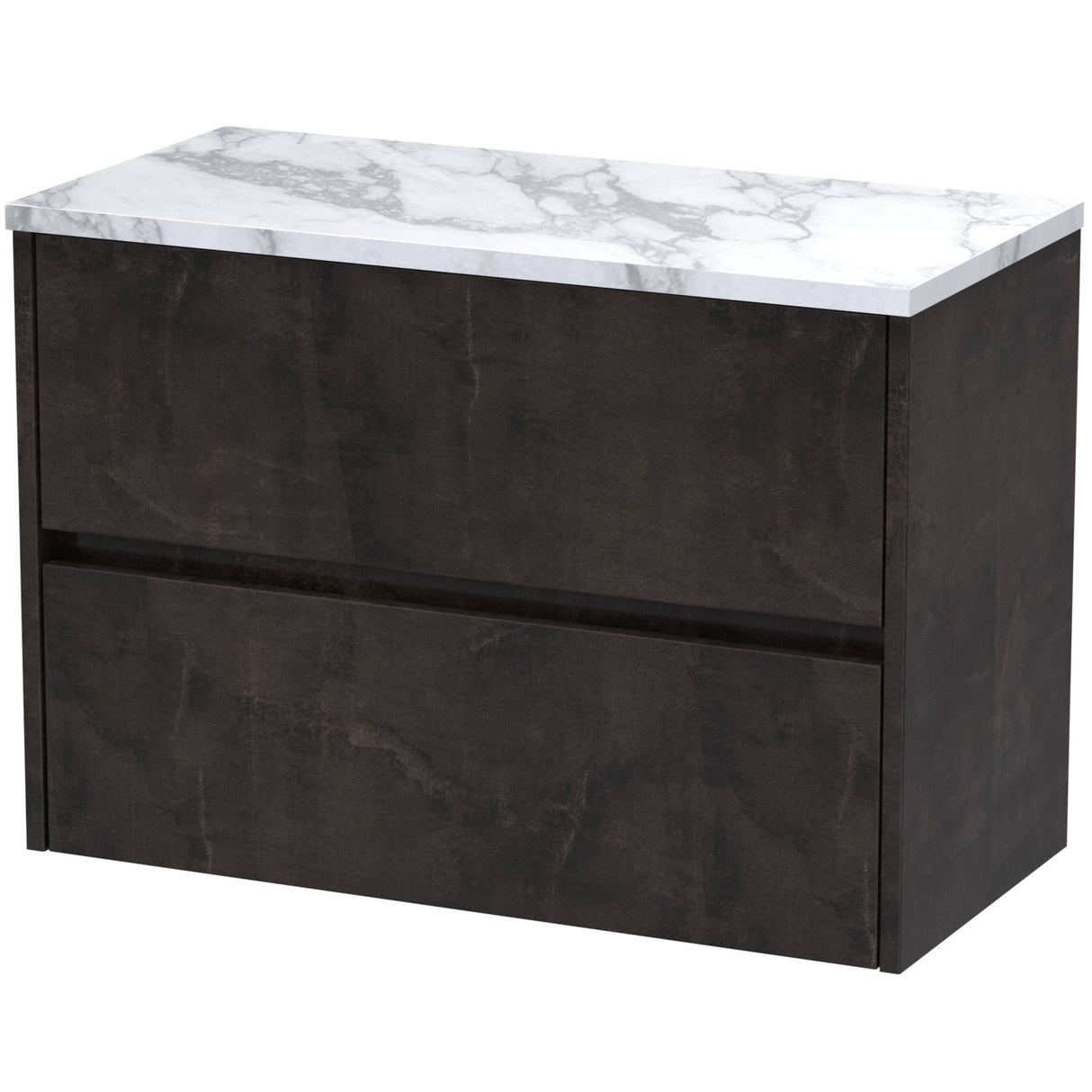 Nuie Havana 800mm Wall Hung 2 Drawer Countertop Vanity Unit Metallic Slate HAV2606LCM