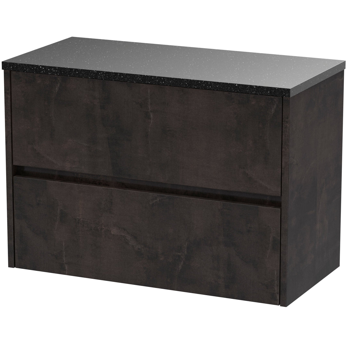 Nuie Havana 800mm Wall Hung 2 Drawer Countertop Vanity Unit Metallic Slate HAV2606LSB