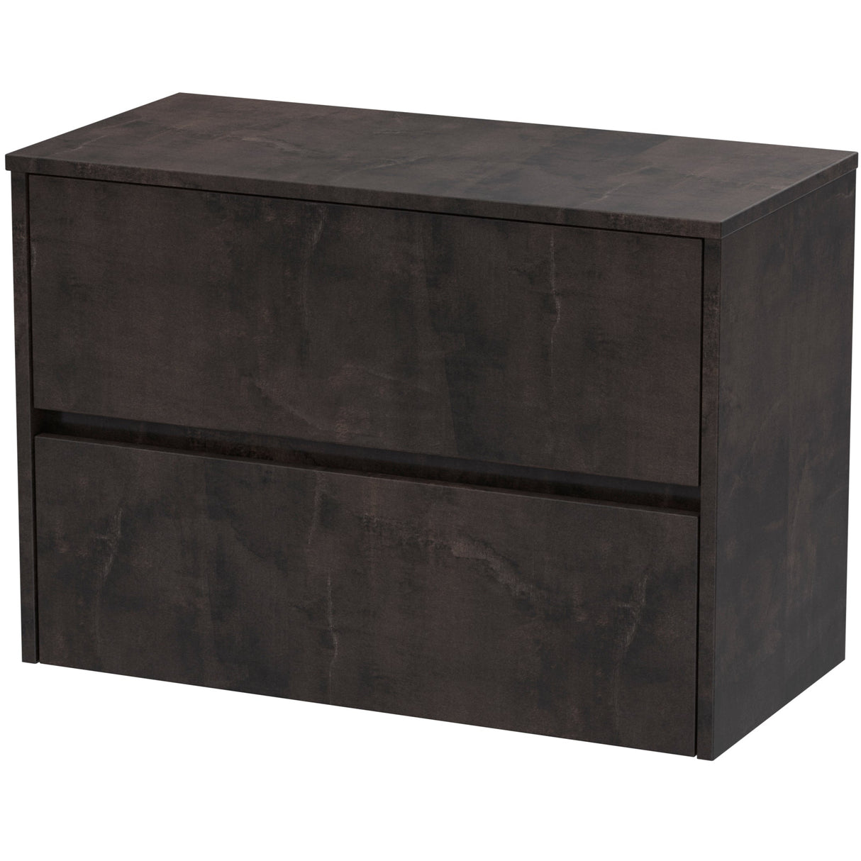 Nuie Havana 800mm Wall Hung 2 Drawer Countertop Vanity Unit Metallic Slate HAV2606W