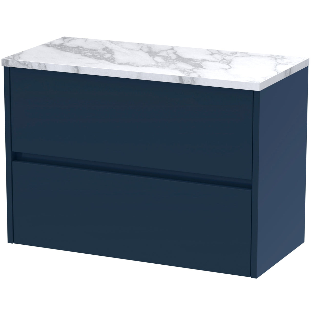 Nuie Havana 800mm Wall Hung 2 Drawer Countertop Vanity Unit Midnight Blue HAV2906LCM