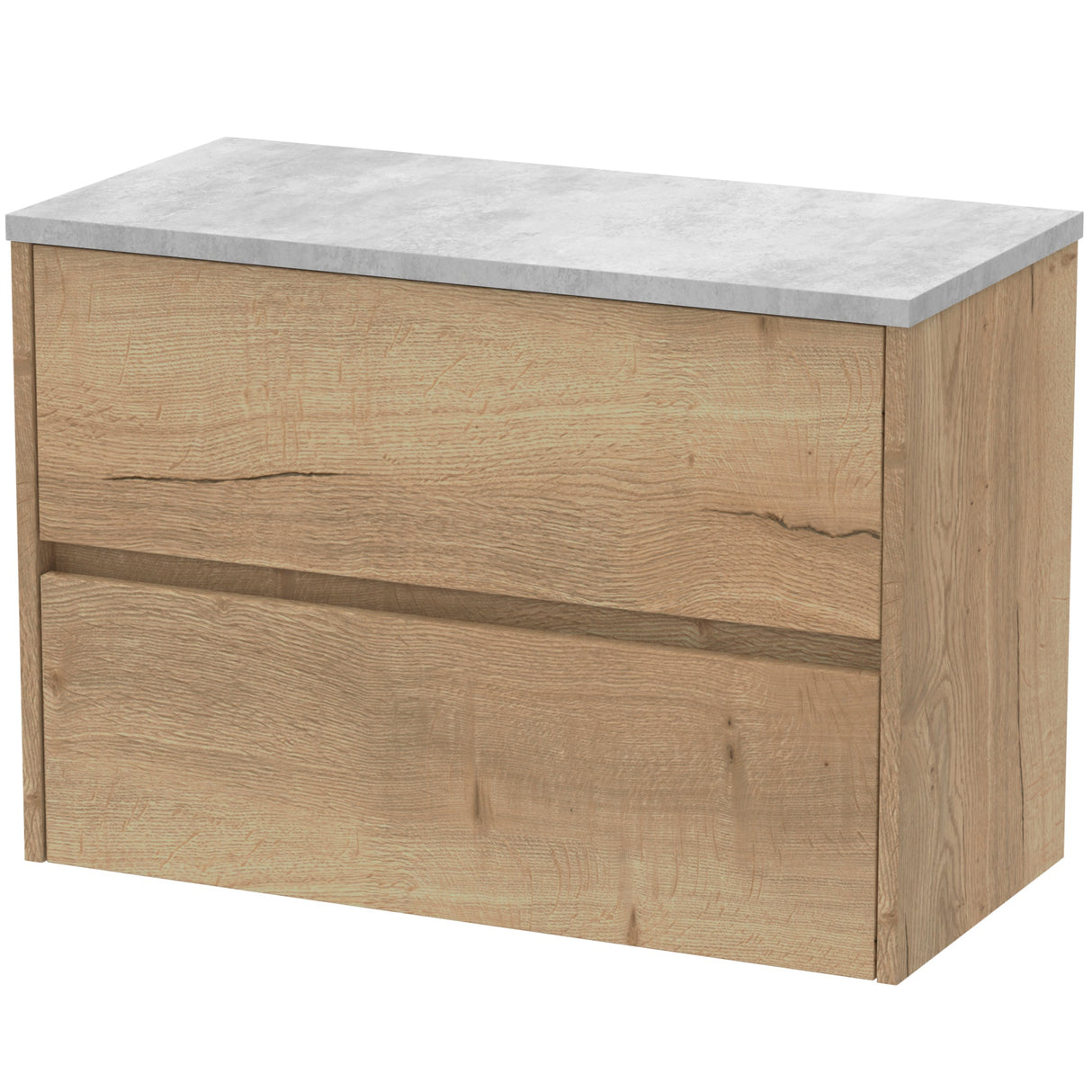 Nuie Havana 800mm Wall Hung 2 Drawer Countertop Vanity Unit Autumn Oak HAV806LBG