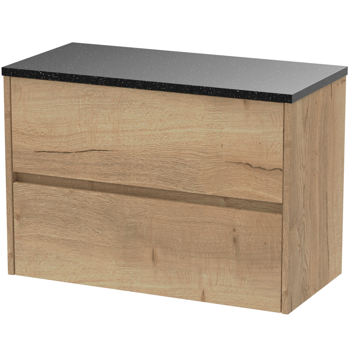 Nuie Havana 800mm Wall Hung 2 Drawer Countertop Vanity Unit Autumn Oak HAV806LSB