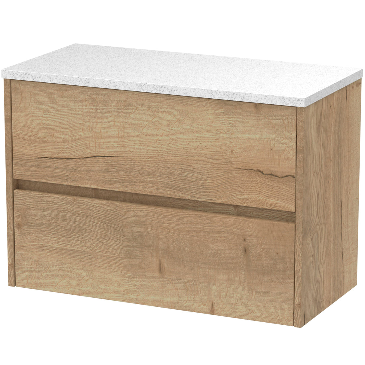 Nuie Havana 800mm Wall Hung 2 Drawer Countertop Vanity Unit Autumn Oak HAV806LSW