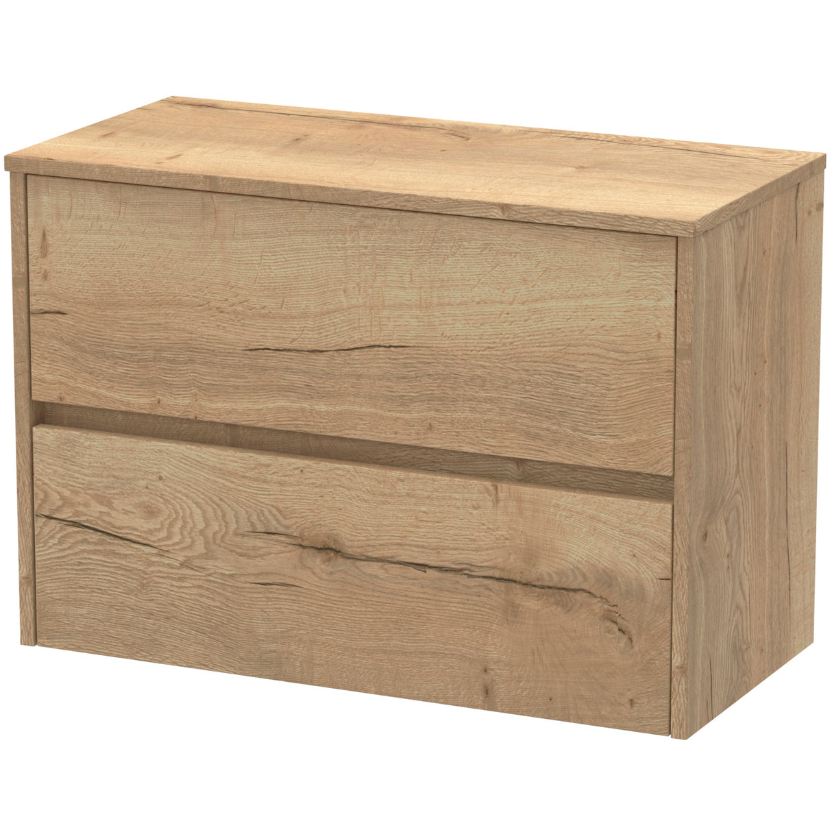 Nuie Havana 800mm Wall Hung 2 Drawer Countertop Vanity Unit Autumn Oak HAV806W